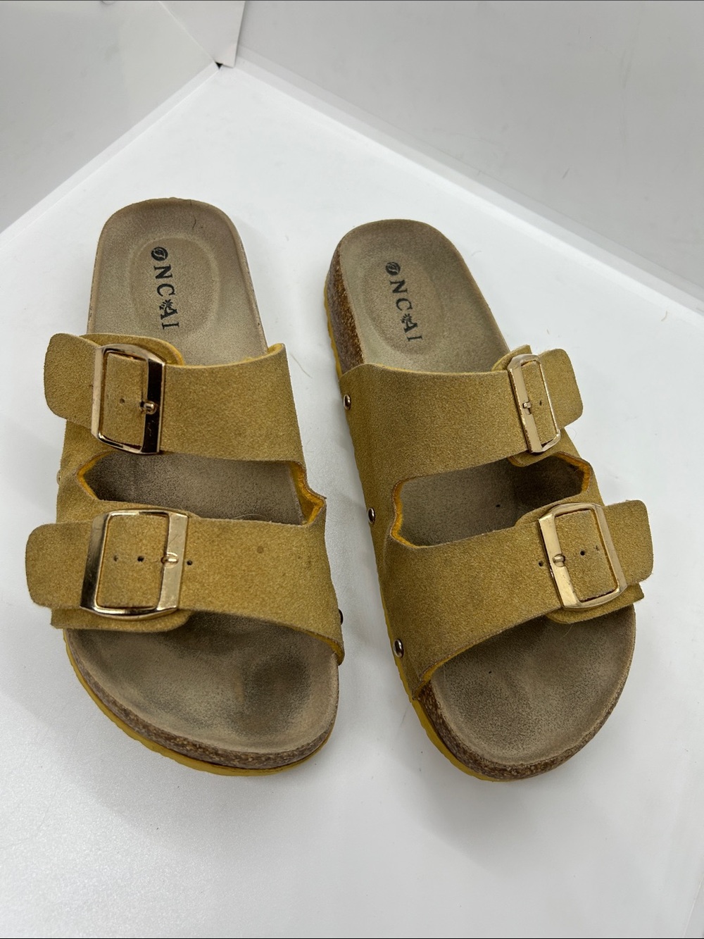 ONCAI Womens Flat Slide Sandals with Arch Support 2 Strap Adjustable Size 8.5
